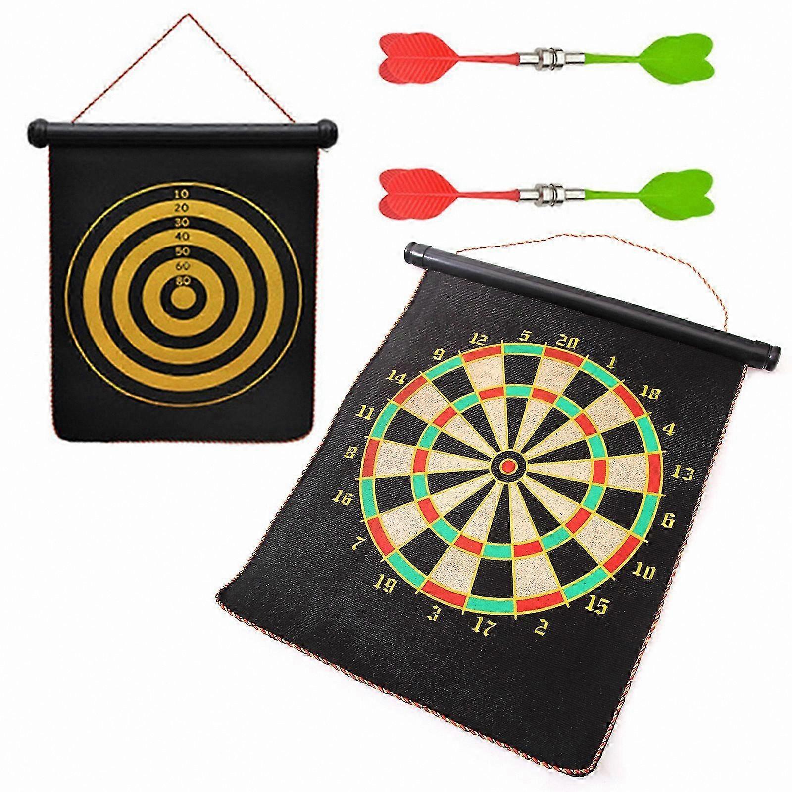 Double-Sided Magnetic Dartboard with Darts, Portable Roll-Up Dart Game for Kids, Safe Indoor Outdoor Toy