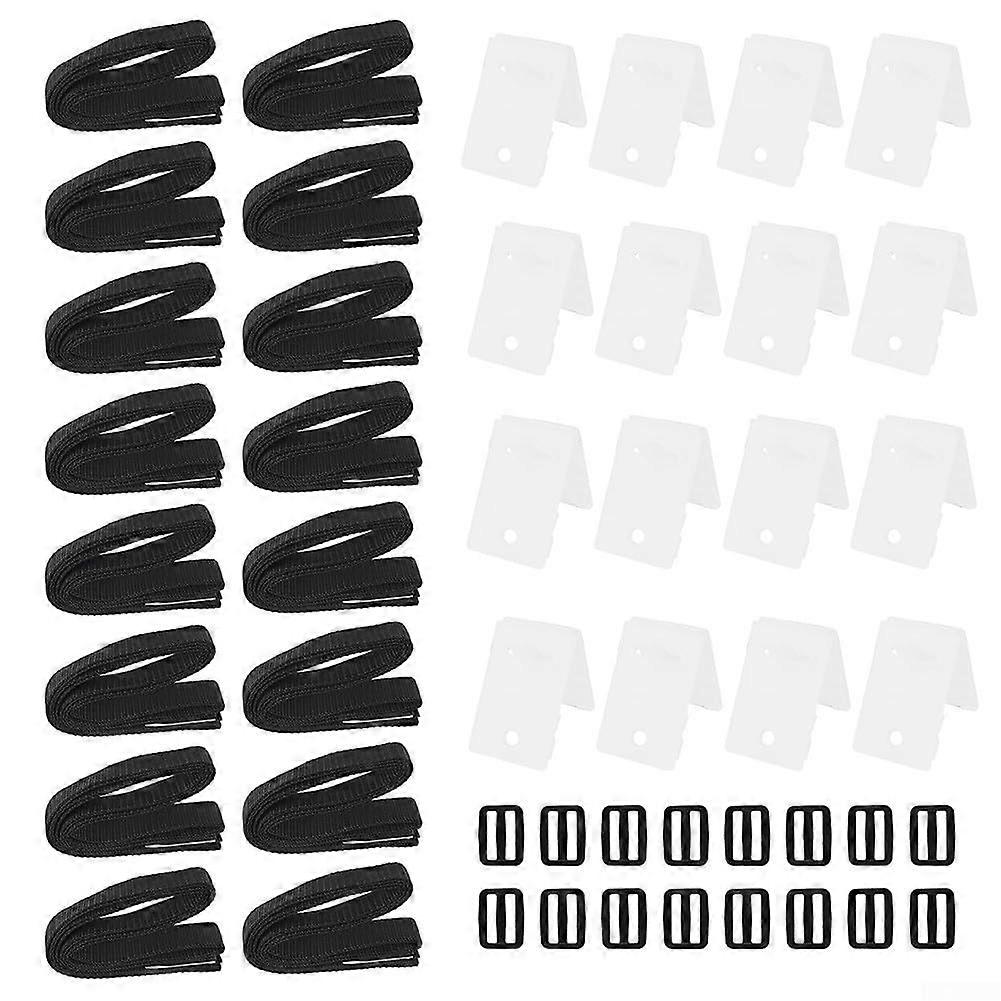 Pool Cover Fastening Straps and Clips Set For Solar Pool Covers, 16Piece, UVResistant Nylon, Adjustable