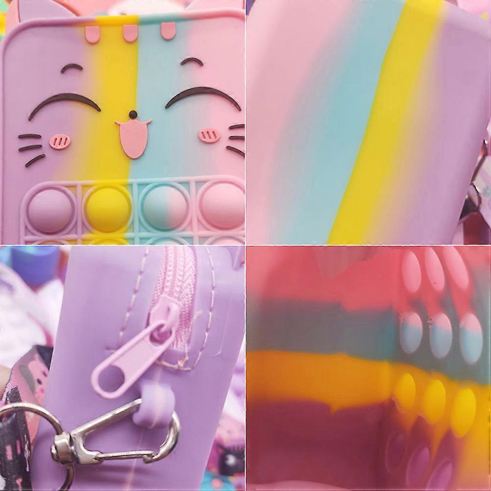 Cute Cat Bubble Silicone Messenger Bag 12x10x4cm Adjustable Strap