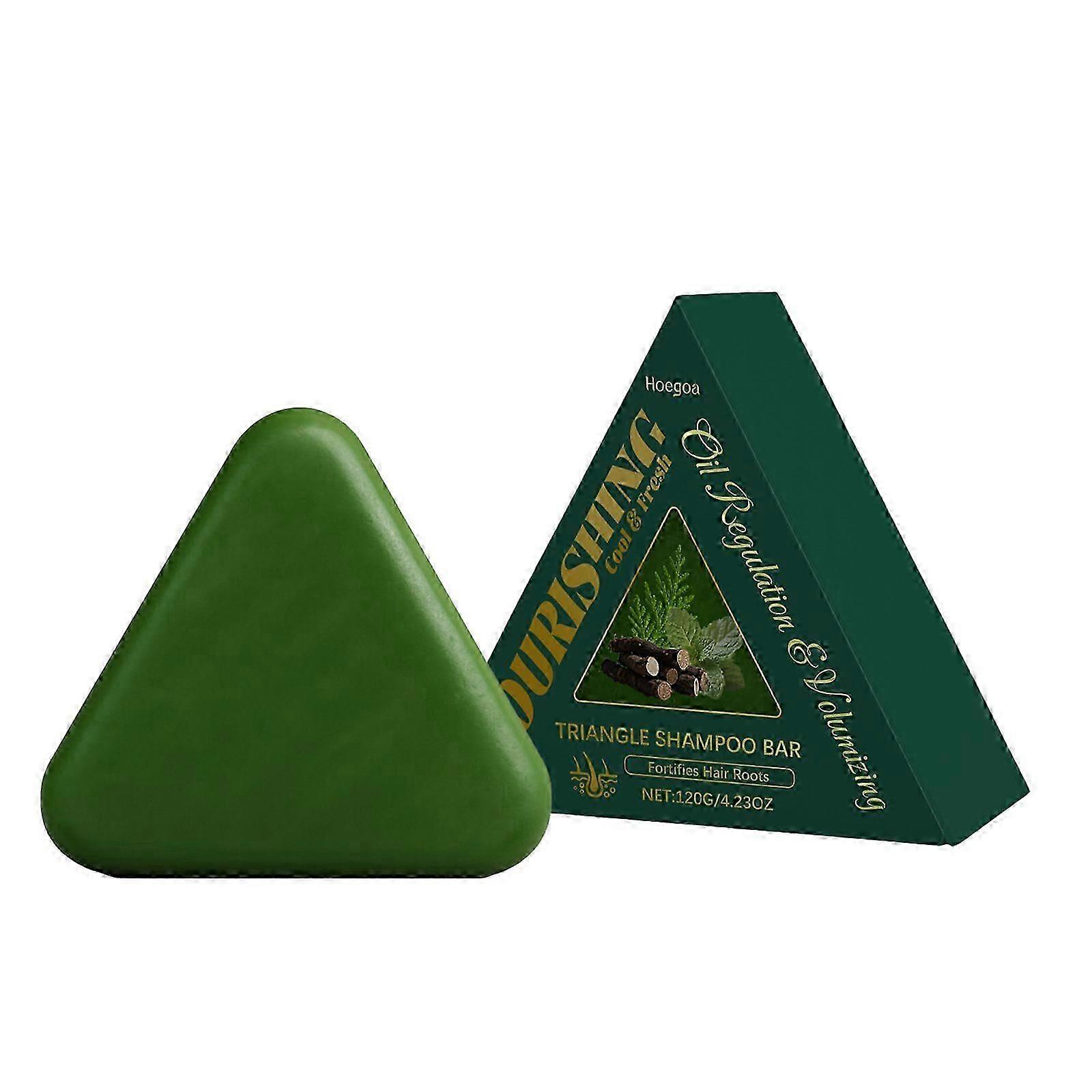 Nature Triangle Shampoo Bar, Nature Seven Green Soap Shampoo, Platycladus Orientalis Leaf Shampoo Bar, beroligende og styrker håret for kvinner og menn