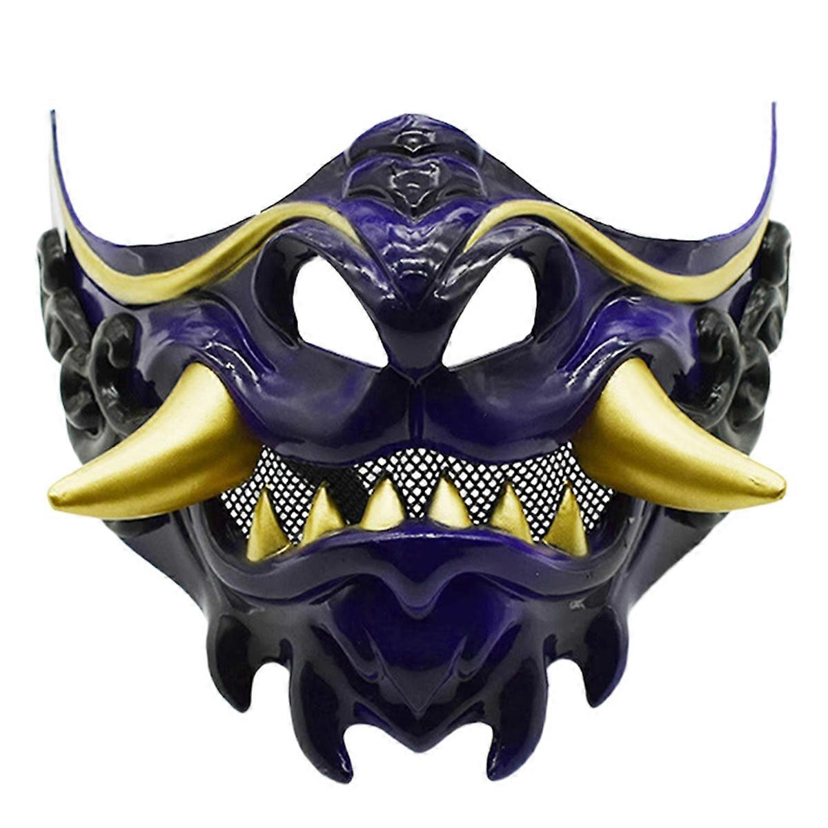Halloween Japanese Samurai Ghost Devil Mask Blue