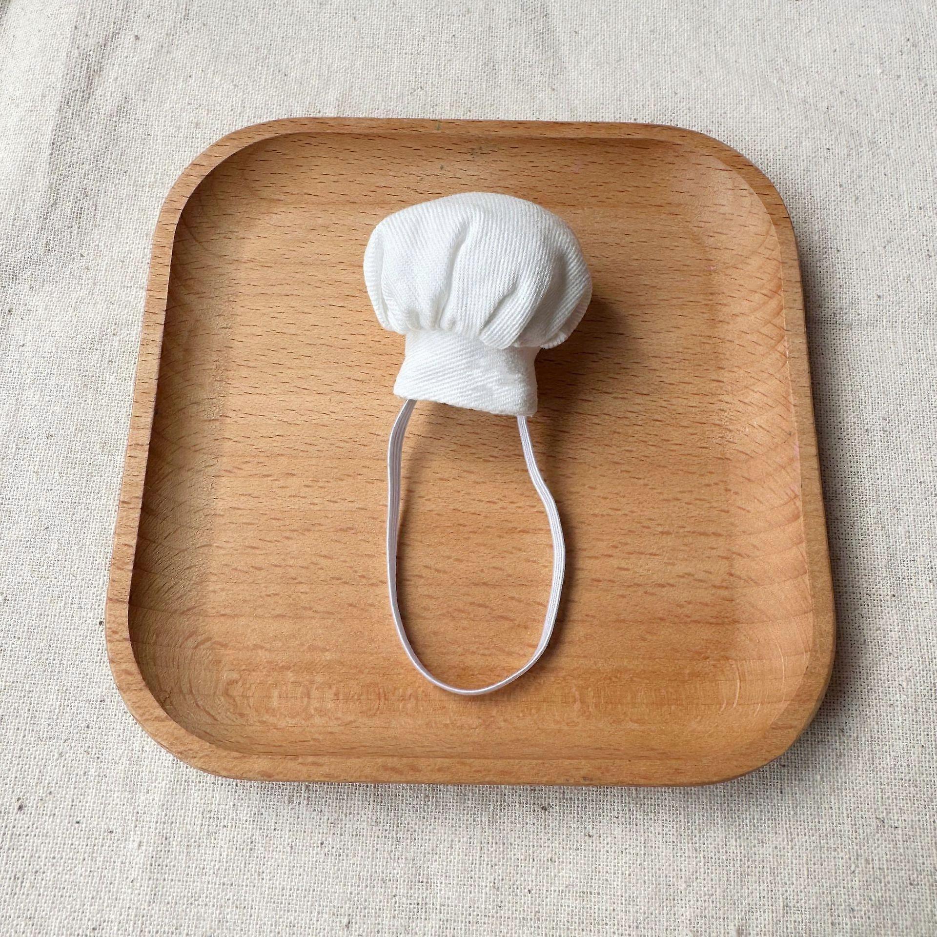 2pcs Mini Chef Hat For Dolls: Plush Doll Hat With Elastic Band - Tiny Kitchen Cooking Cap For 10-15cm Stuffed Animals Miniature Dress Up Accessory