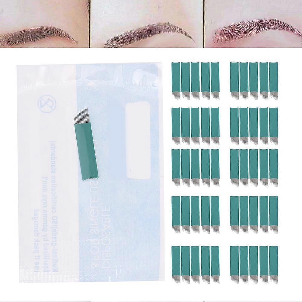 50pcs High & Low Arc 14 Pin Tattoo Needles Microblading Blade