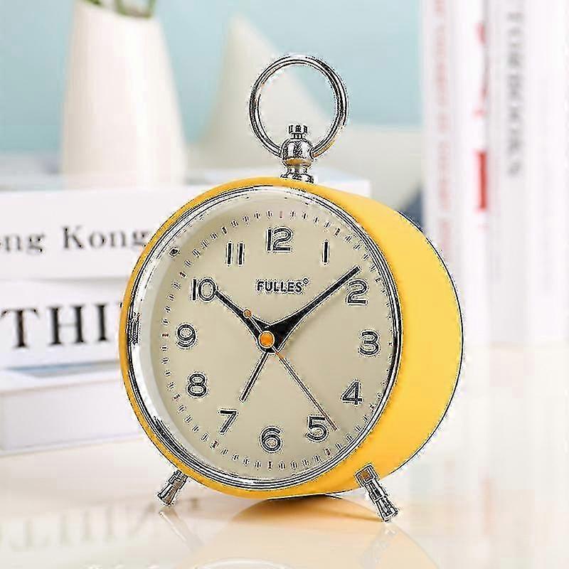Analog Alarm Clock Non Ticking With Night Light Snooze Function Round Retro Alarm Clock Battery Operated Clock For Bedroom Living Room For Kidsye