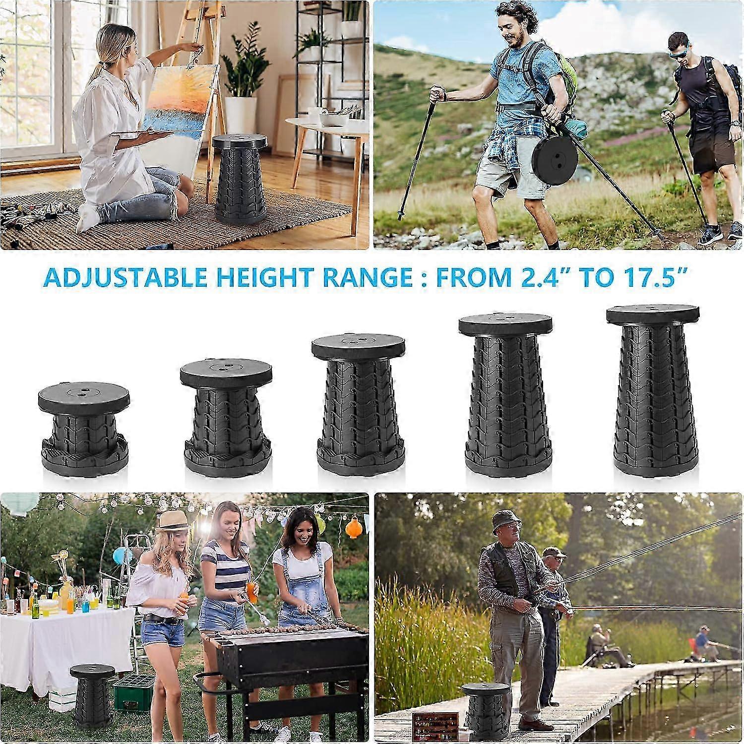 Upgraded folding telescopic stool for hiking, fishing and barbecue 2025