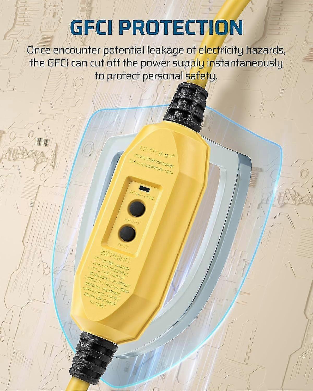 Outdoor Automatic GFCI Extension Cord, 3Ft Length 2025