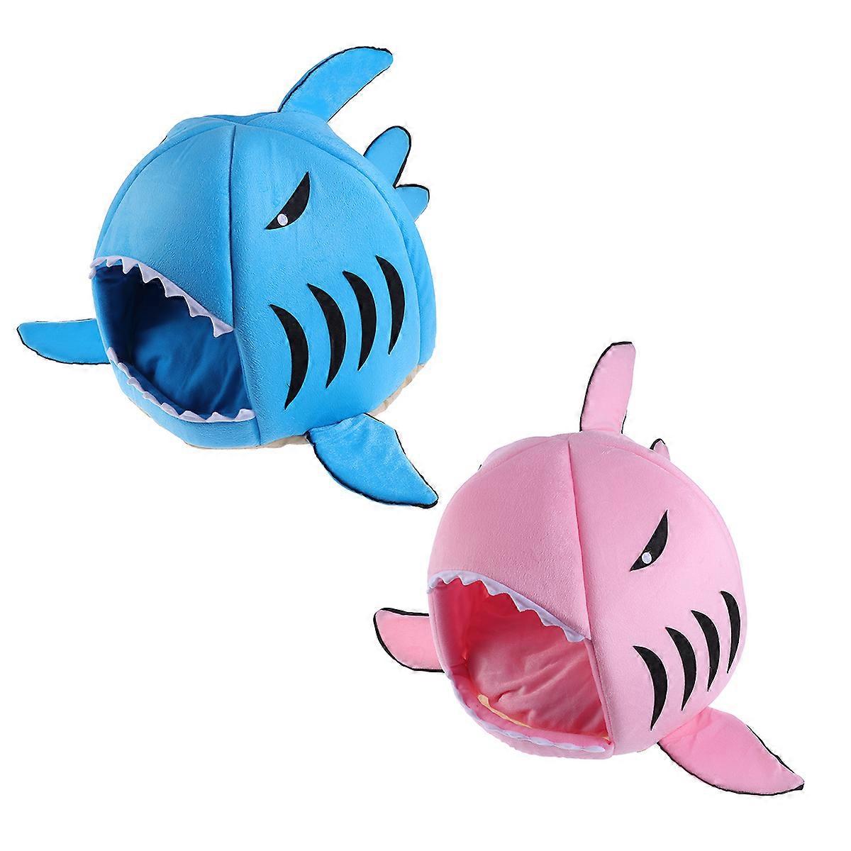 Cat Bed Pink Shark Design Portable Easy Clean for Pet Use