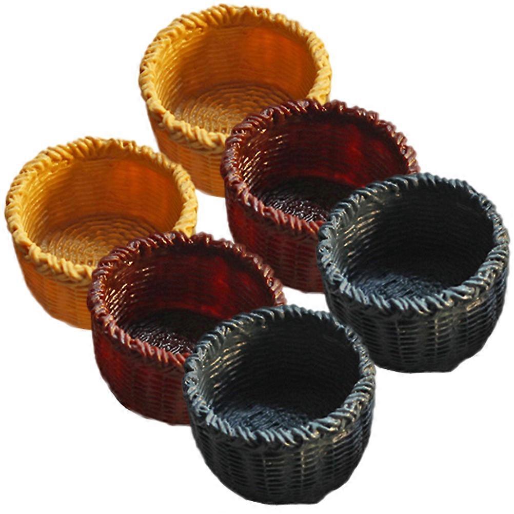 Mini Basket Model Mini House Basket for Decor 6Pcs Assorted Color Resin