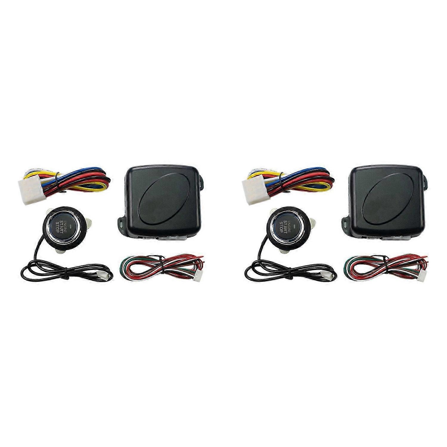 2X Car Alarm One Button Start/Stop System Kit Remote Engine Door Lock Keyless Entry System Central Locking