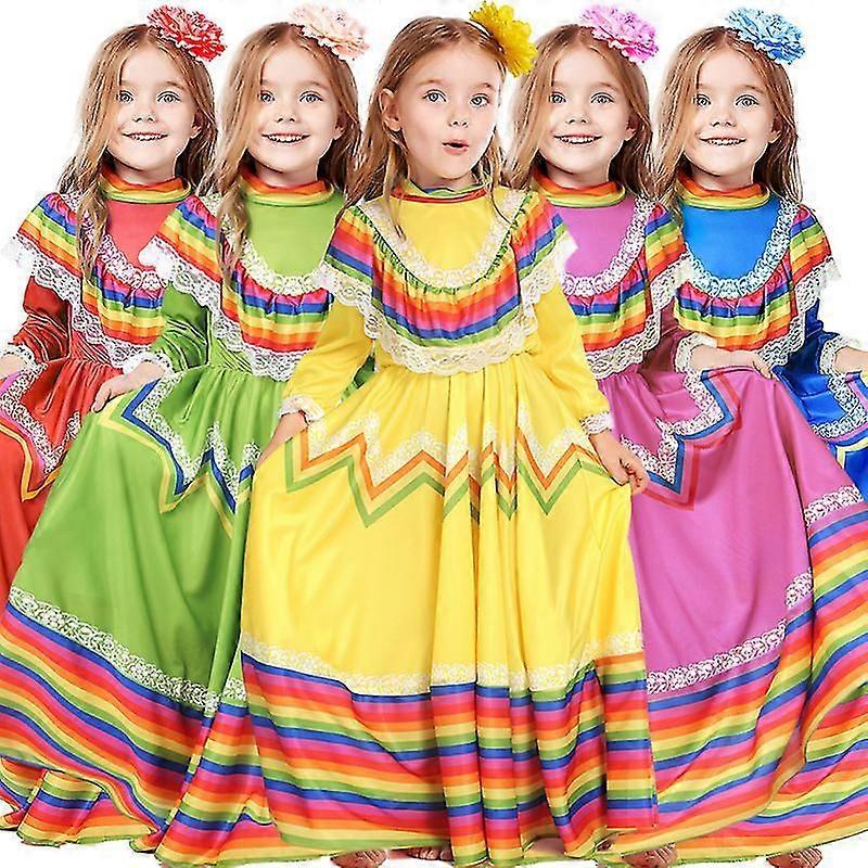 Meksikon kansantanssimekko Halloween-puku Lava Puku Punainen