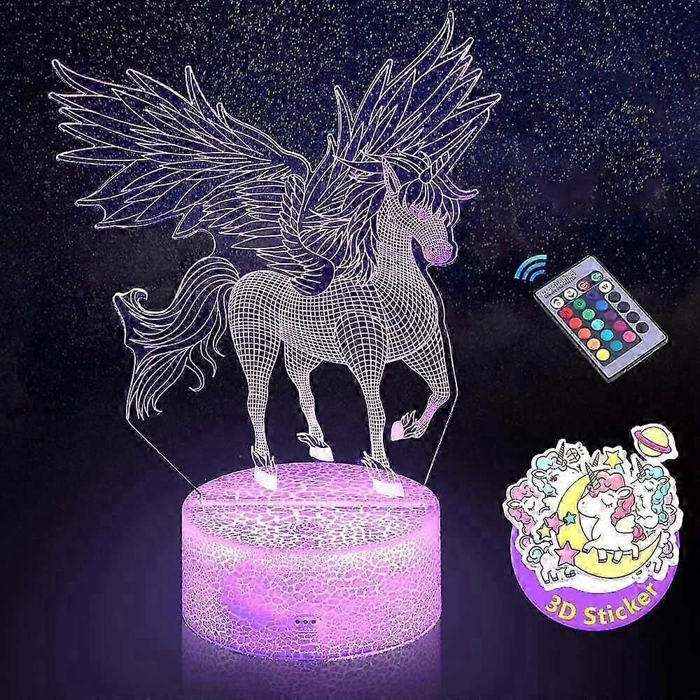 Unicorns 3D Illusion lamp for Kids Night Light,Remote/Touch 16 Colors with Dimmable,Bedside lamp NightLight