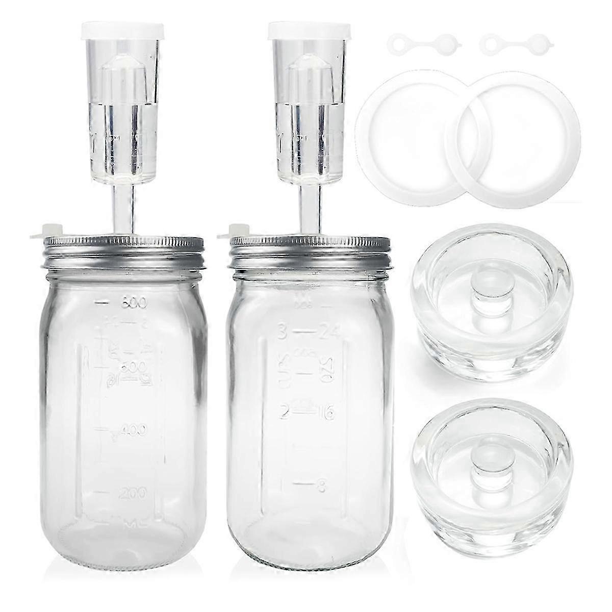 2 Pack 32 Oz Jar Fermentation Kit, Fermentation Jars, Fermentation Lids, Fermenting Weights and Airl