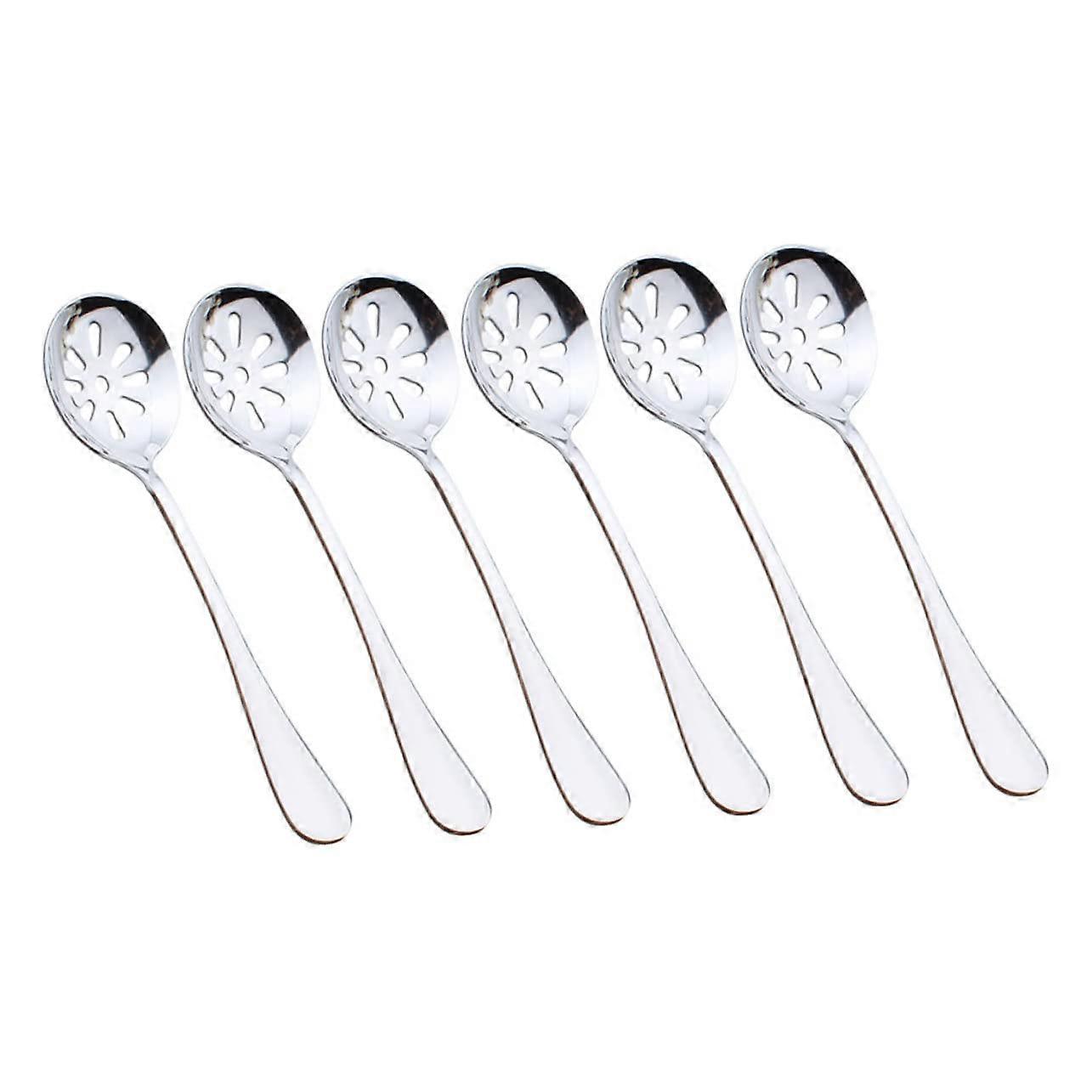 Stainless Steel Slotted Spoons Set 6Piece Ergonomic Handles Reusable Serving Utensils For Kitchen Portable Daily Use