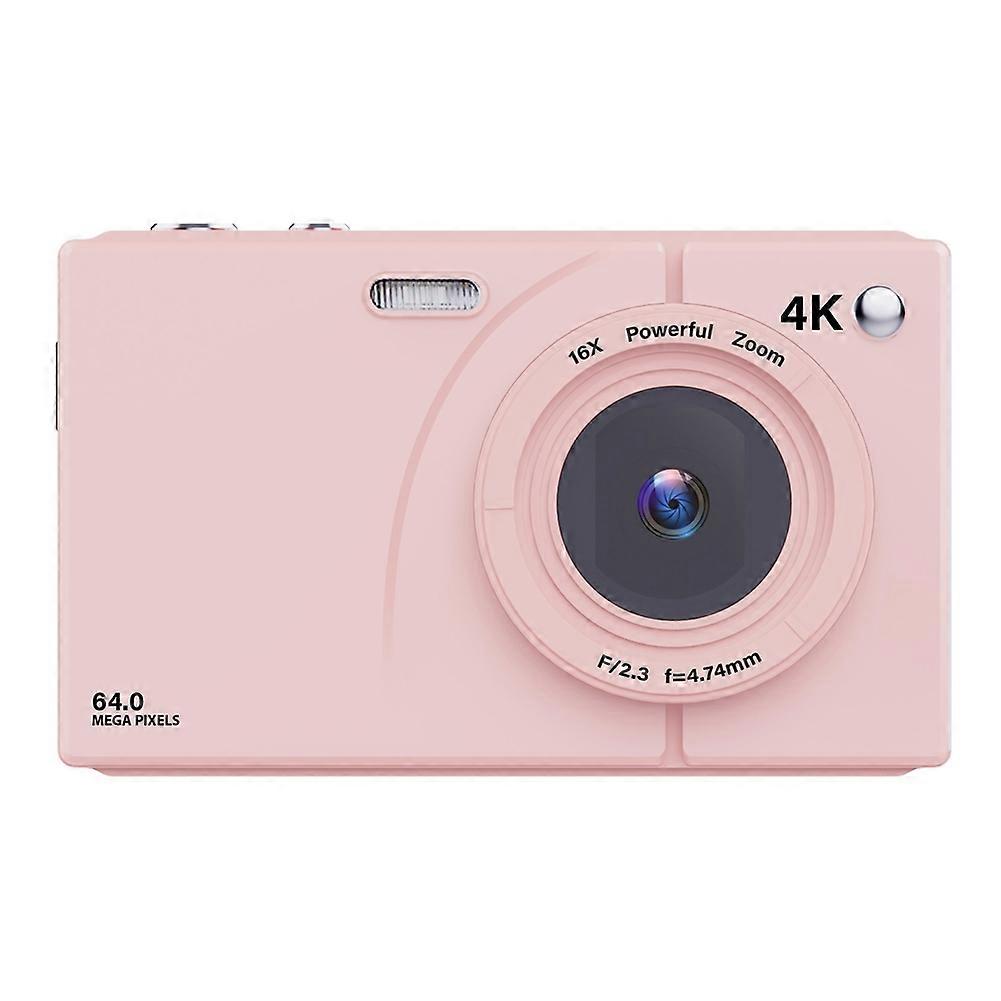 4K CCD Digital Camera 64MP 16X Digital Zoom with 2.8inch Screen Wifi Digital Video Camera with 32GB Card Pink