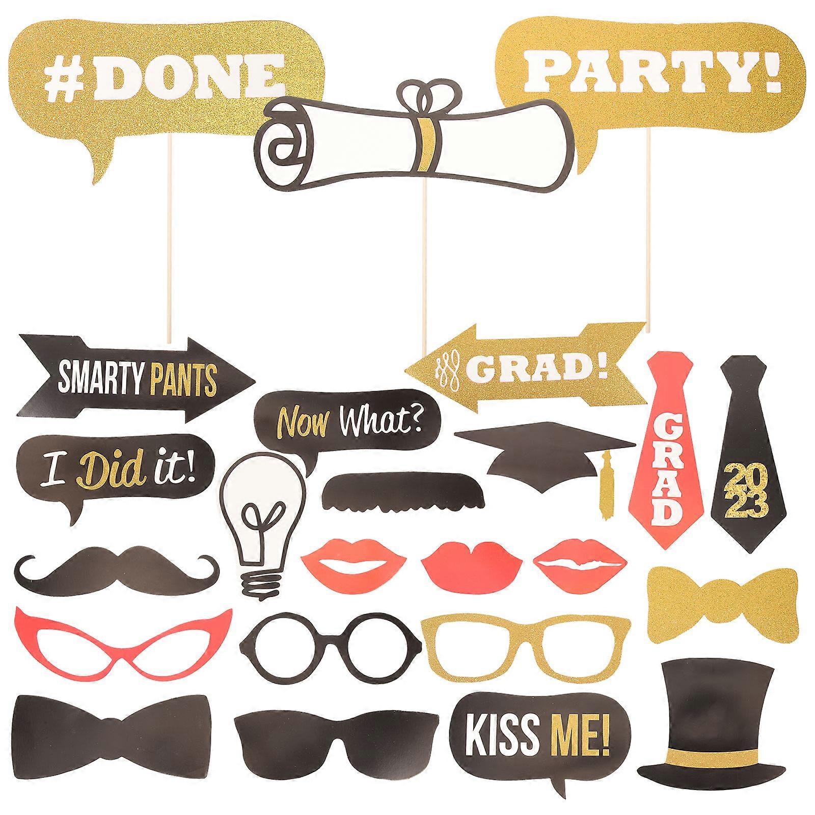 Graduation Paper Photo Props Set for Party Decor 72Pcs Assorted Color