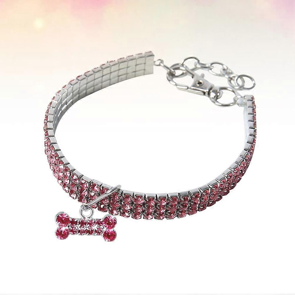 Elastic Rhinestone Dog Collar Necklace for Pet Use 2Pcs Charm Included