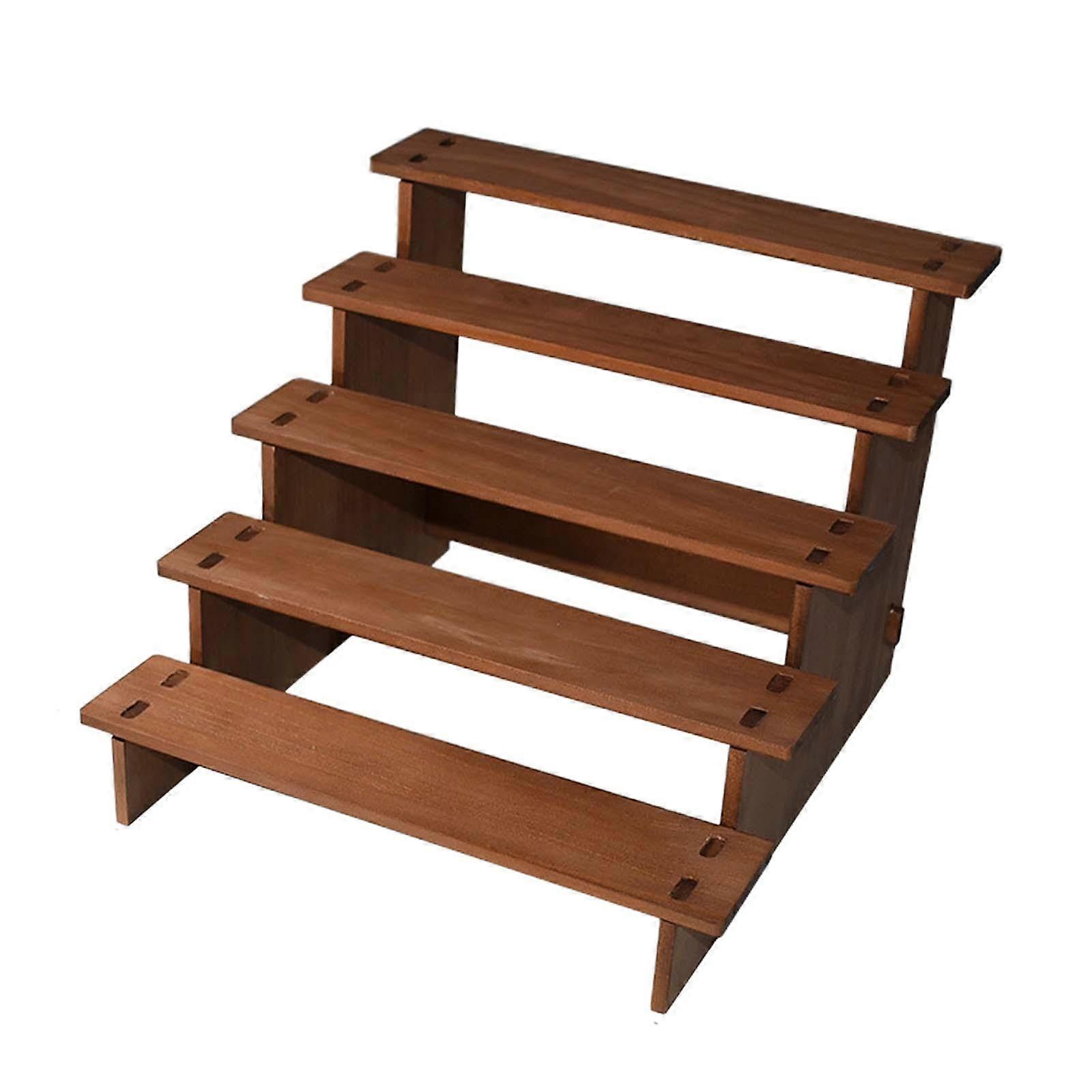 Wood Countertop Display Riser Stand 5 Steps Spice Rack for Kitchen Counter