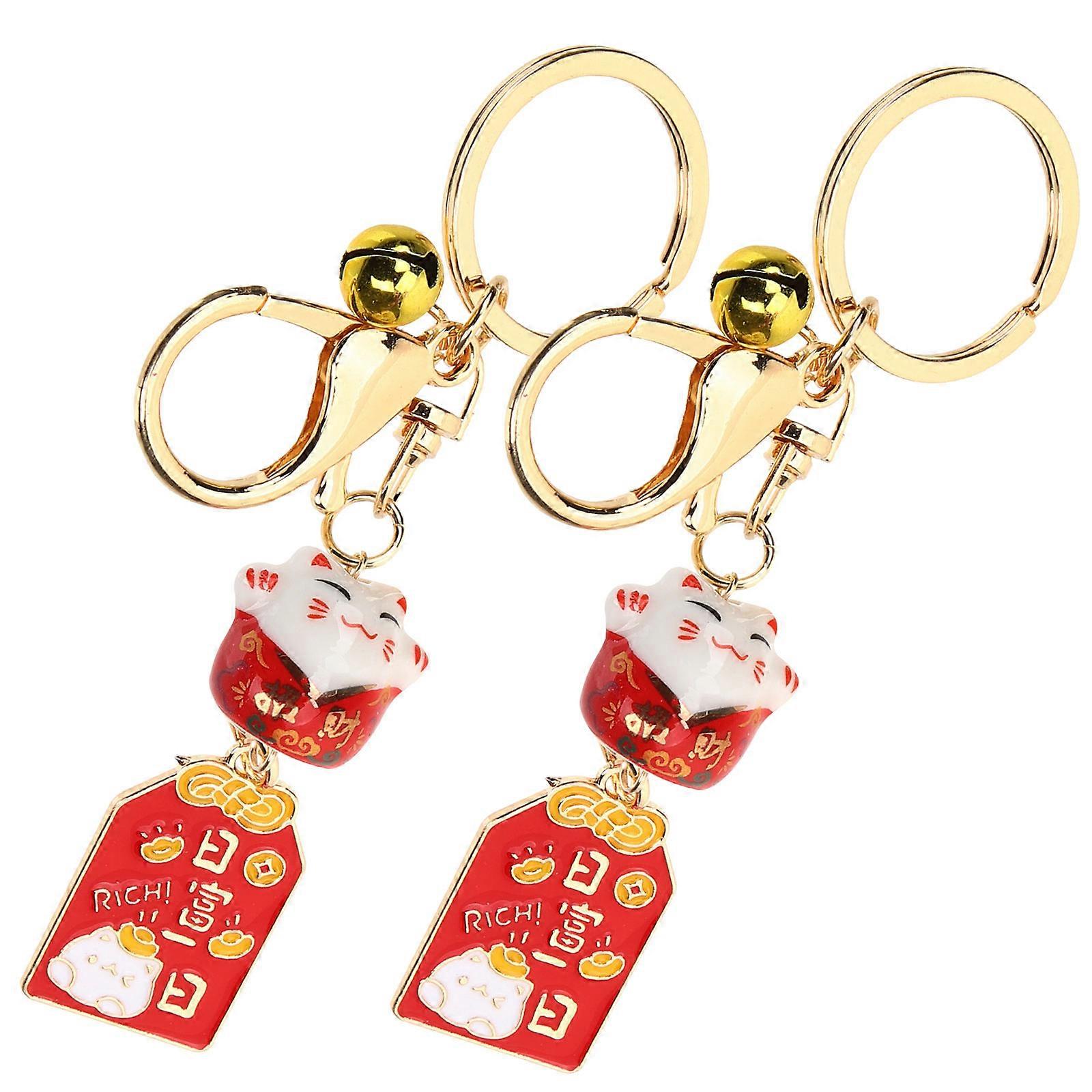 Luck Cat Keychain Japanese Style Keychain Pendant for Decoration 10Pcs