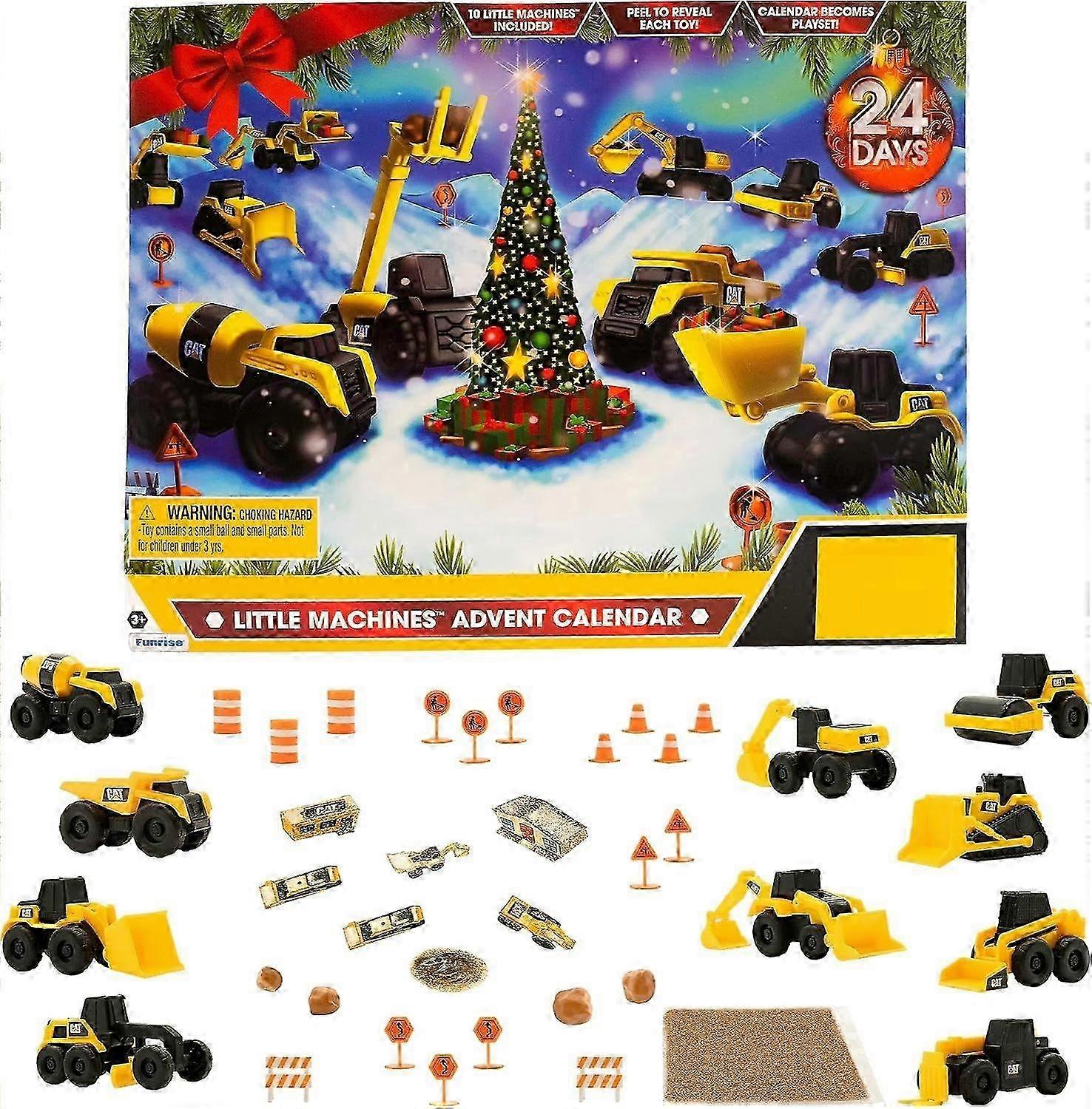 Παιχνίδια Κατασκευών, Μικρές Μηχανές - Ημερολόγιο Χριστουγέννων - Παιδικά Παιχνίδια για Ηλικίες 3 ετών και άνω - Σετ 24 τεμαχίων με 10 Μικρές Μηχανές - Οχήματα & Magic Insta-Dirt 20