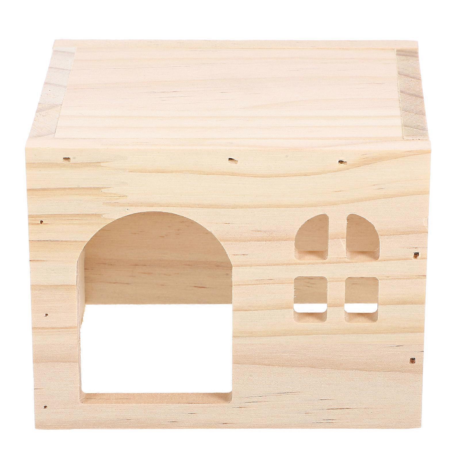 Guinea Pig Hideout House Wooden Hamster Hideout for Resting 2Pcs Set