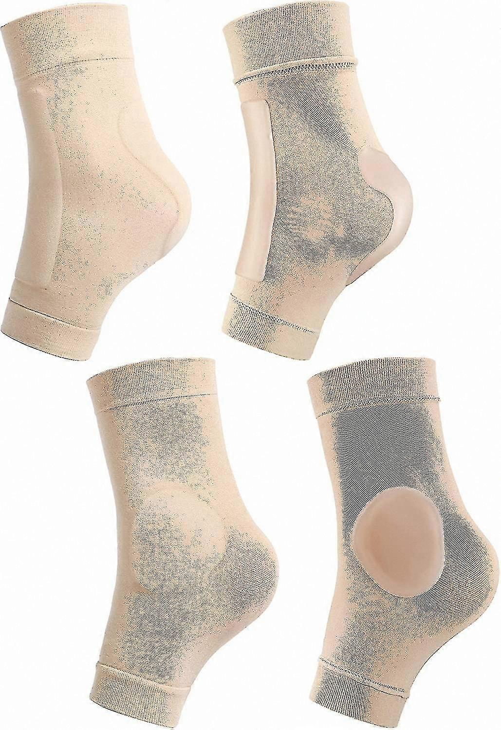Beige Ankle Support Socks with Padding for Skates, Boots, and Braces
