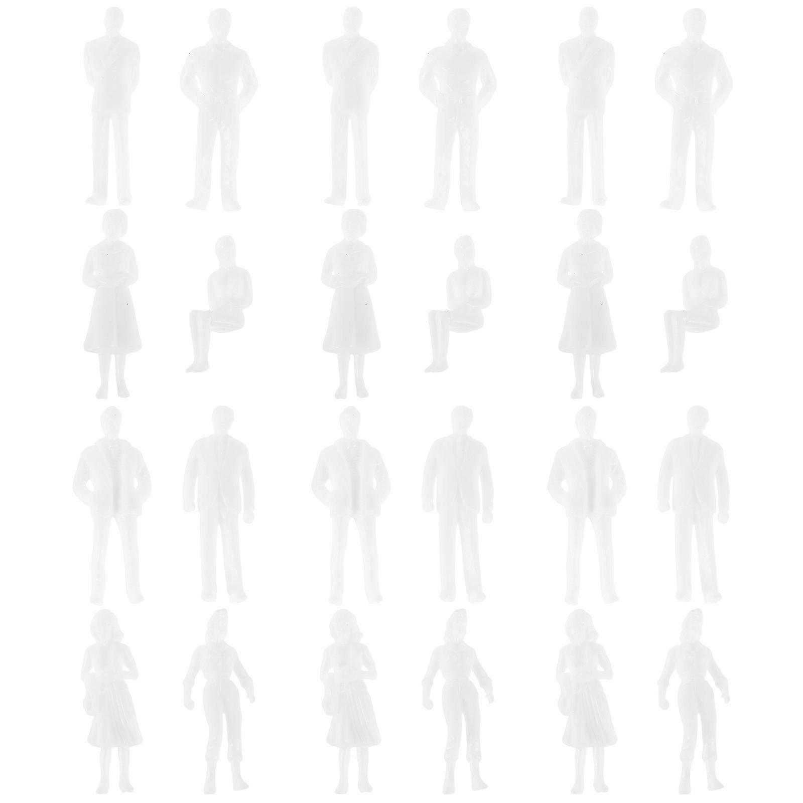 Miniature Figurines White Plastic People Models for Decoration 50Pcs
