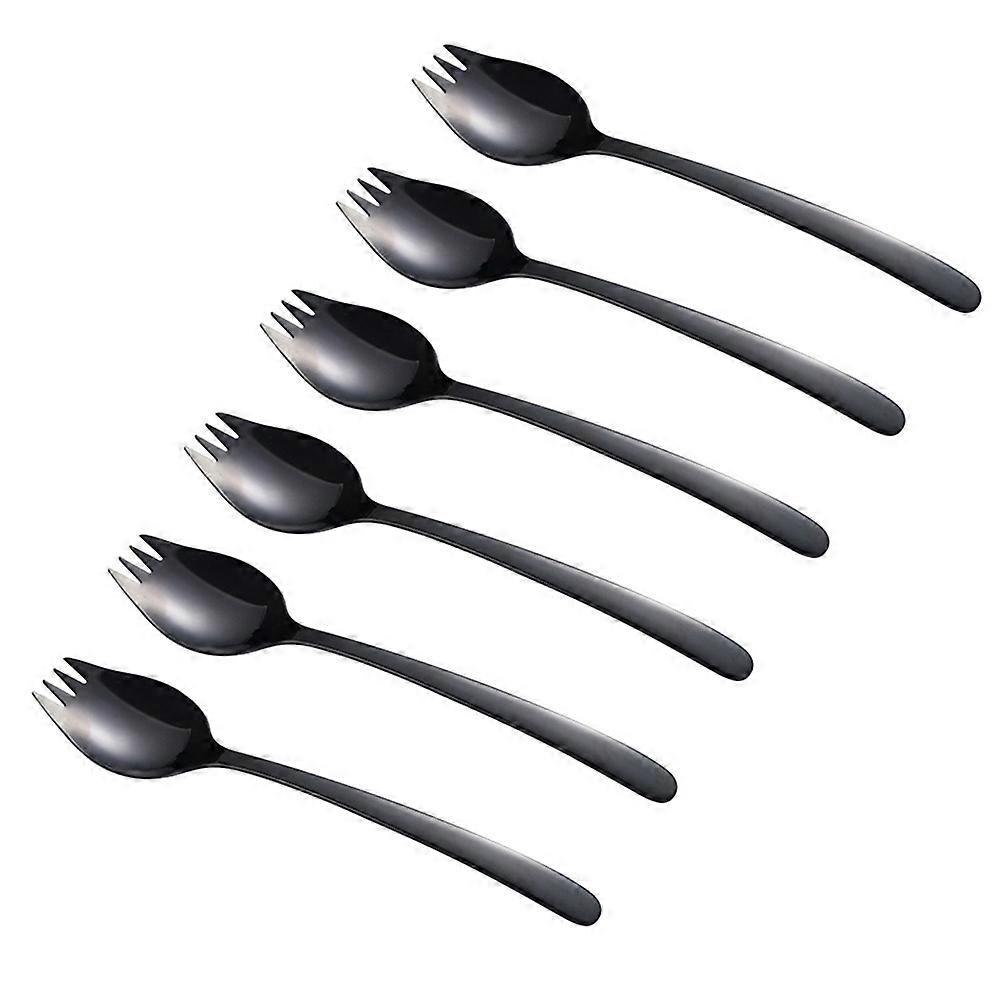 Spoon Fork for Eating Use 18Pcs Stainless Steel Black Dual Purpose Tableware