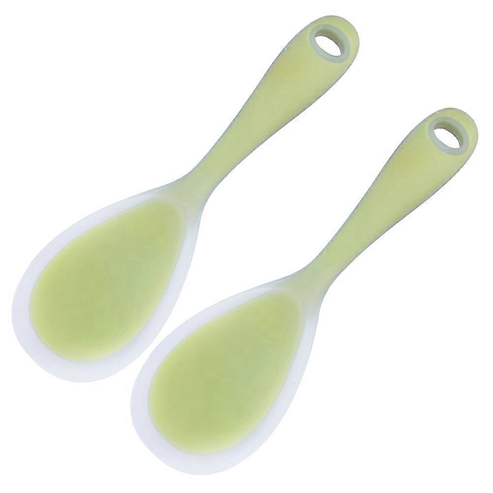 Creative Flatware Silicon Rice Spoon for Food Serving Scoop 4Pcs Green