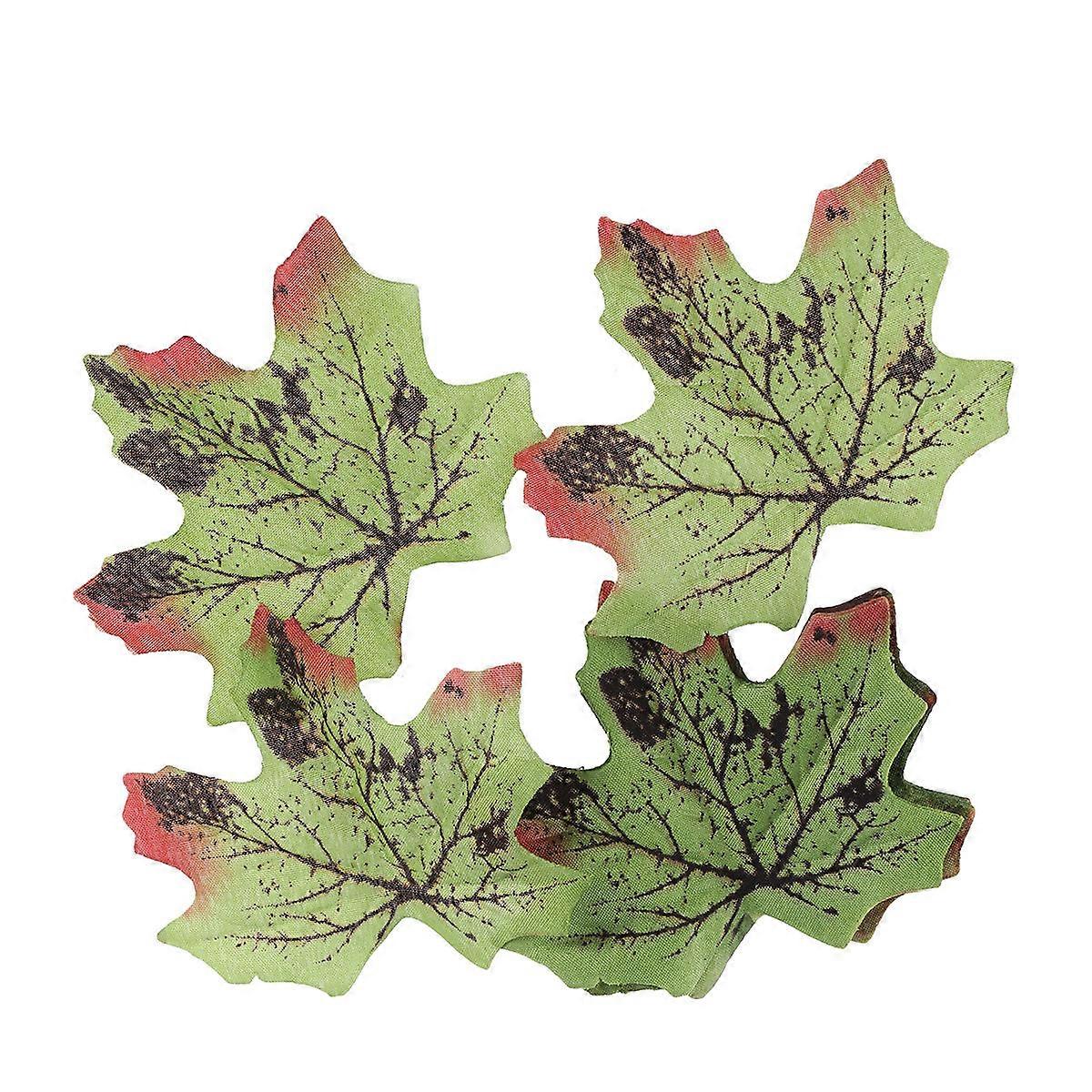 Artificial Maple Leaves Decoration Props for Home Wedding Party 100 Pcs Dark Green Brown Simulation Designs