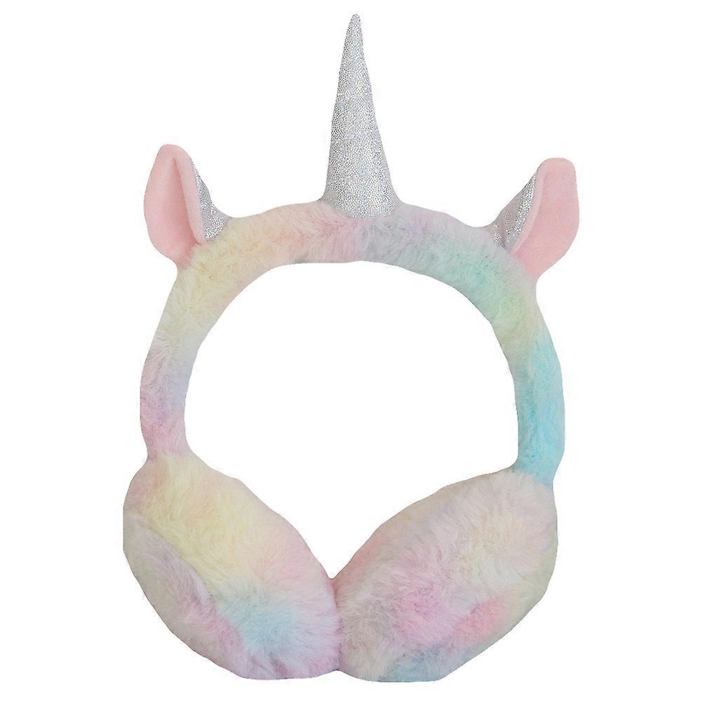 Winter Earmuffs Plush Unicorn Design for Warm Ear Covers 2Pcs
