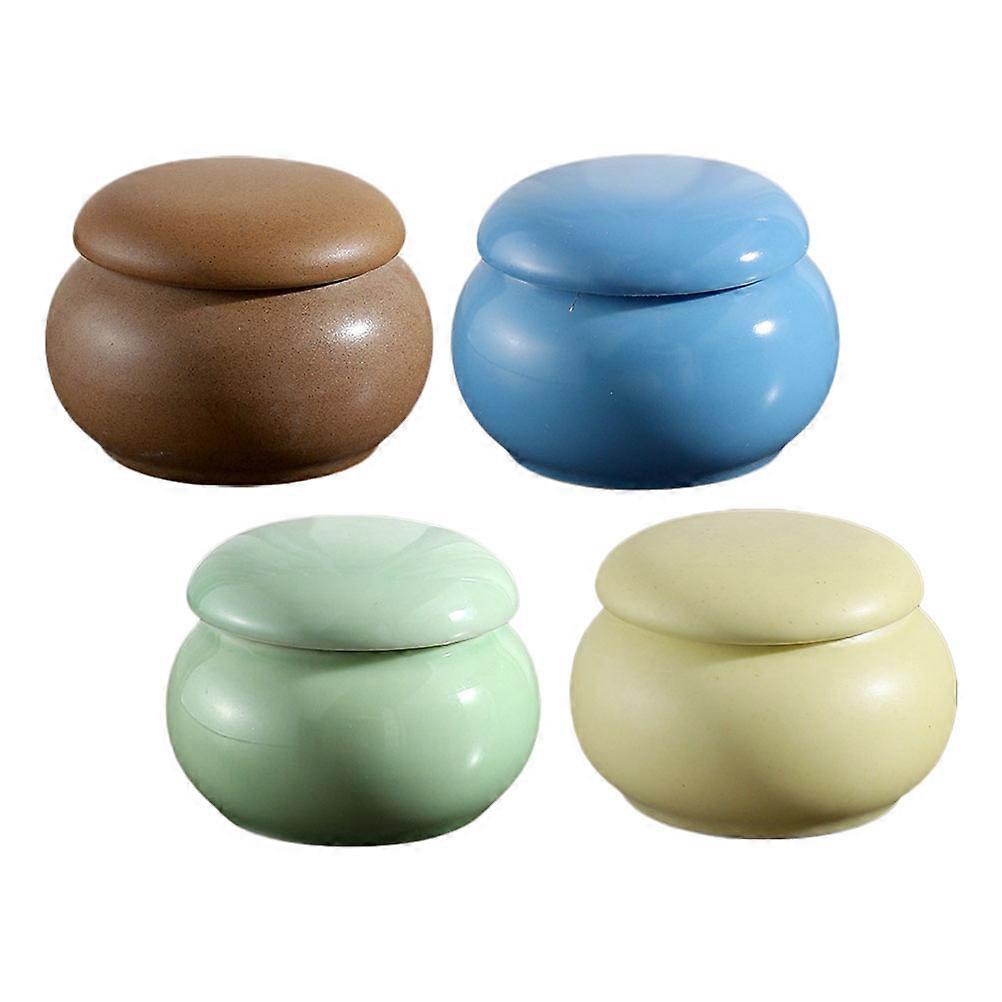 Mini Tea Canister Portable Ceramic Sealed Pot for Storage 4Pcs Kit