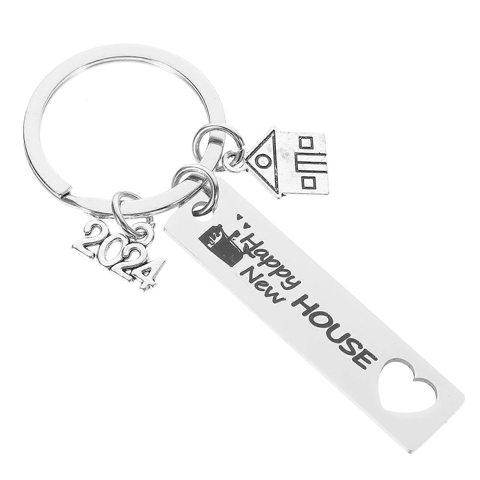 Keychain 2Pcs Bag Accessory For Housewarming Gift Decorative Item Silver Rectangular Shape Stainless Steel