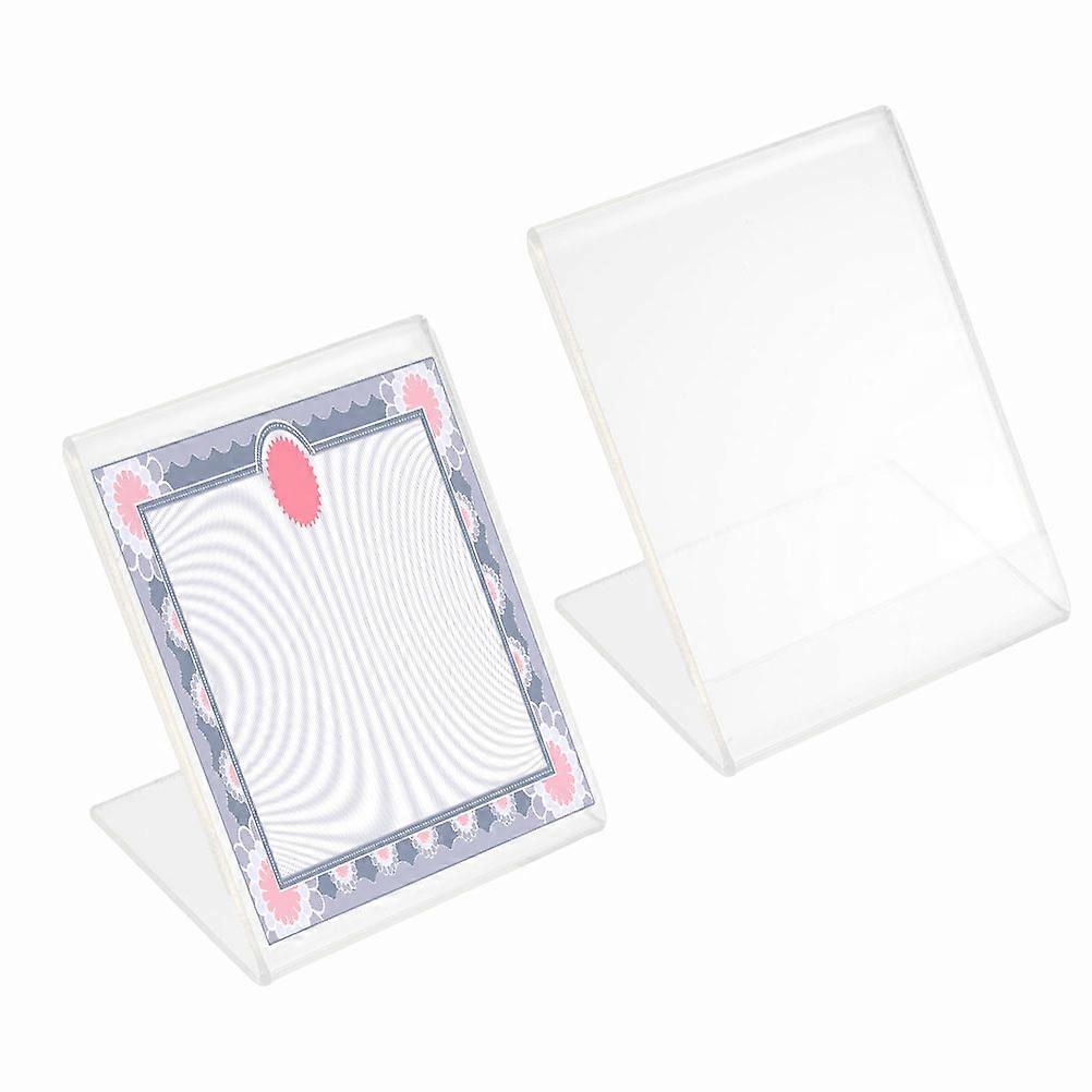Transparent L Shape Sign Holder Plastic Display Stand for Menu 4Pcs