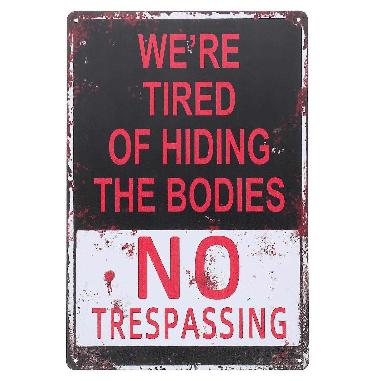 Halloween Private Property Warning Sign Iron Door Hanging