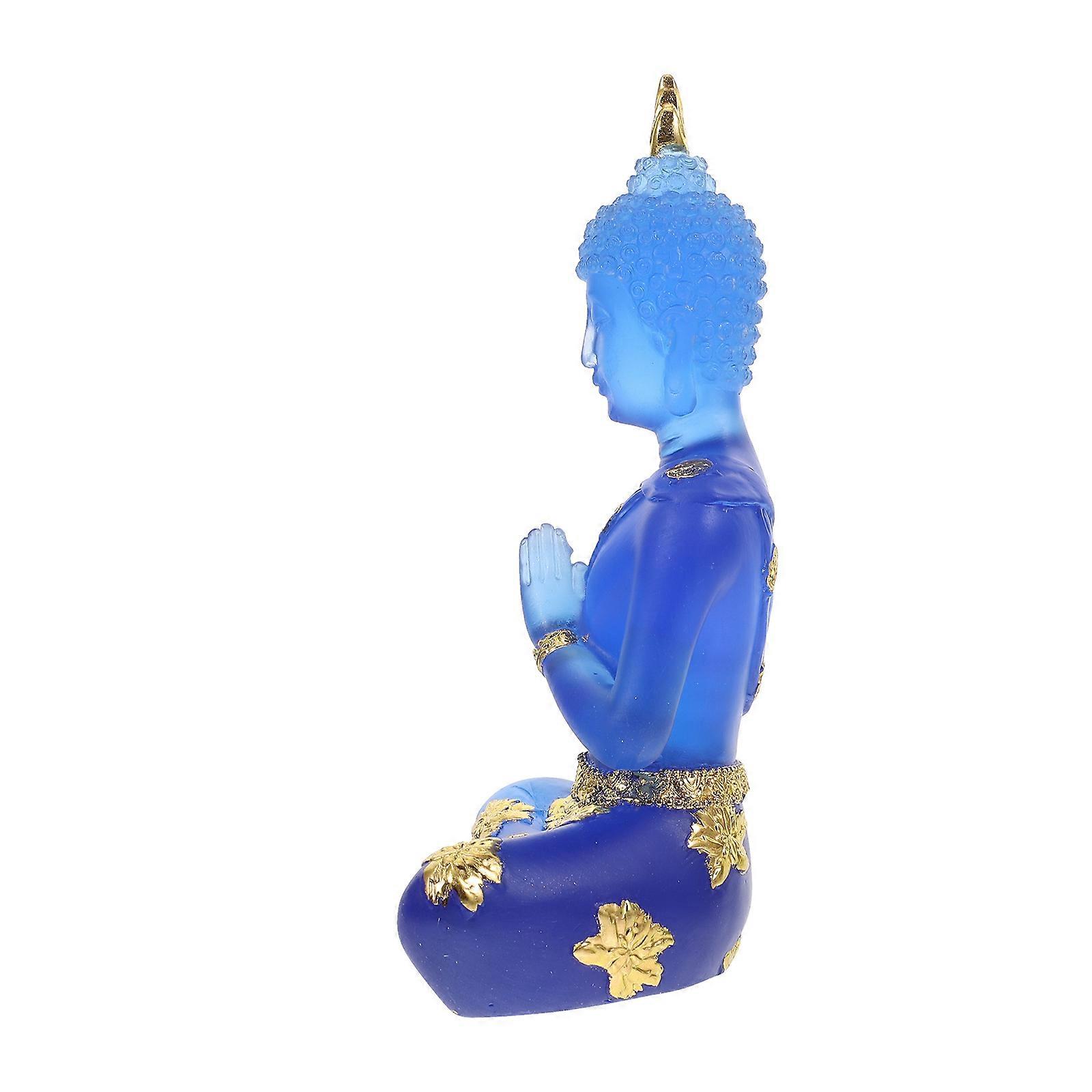 Buddha Sculpture Made of Resin for Decor Use Elegant Blue Desktop Figure