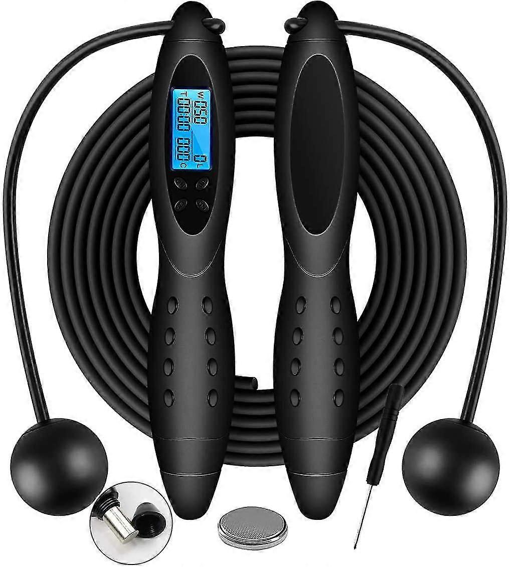 Hopprep, viktat hopprep & sladdlöst hopprep med kaloriräknare, för träningskondition, justerbar hopprepsräknare för inomhus och utomhus