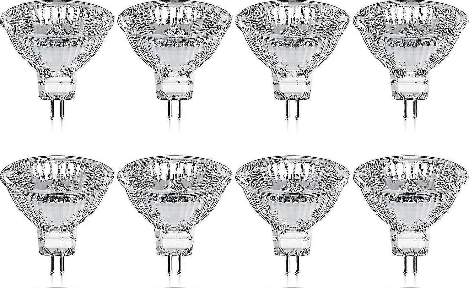 Lot de 8 ampoules halogènes GU5.3 MR16 35 W 12 V à intensité variable - Blanc chaud 2 800 K, 400 lumens, cache en verre