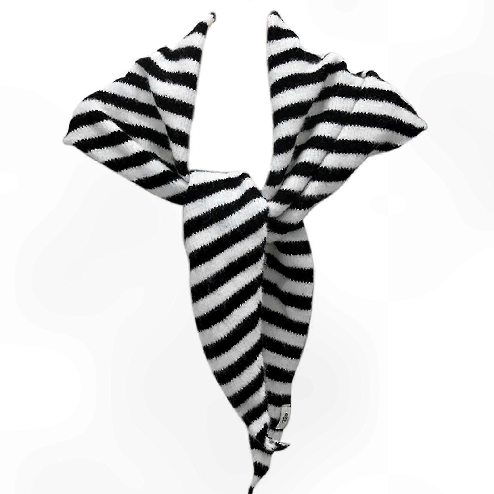 Colorful Knit Shawl with Triangle Shape and Striped Pattern for Office or Outdoor Activities in Khaki Tone