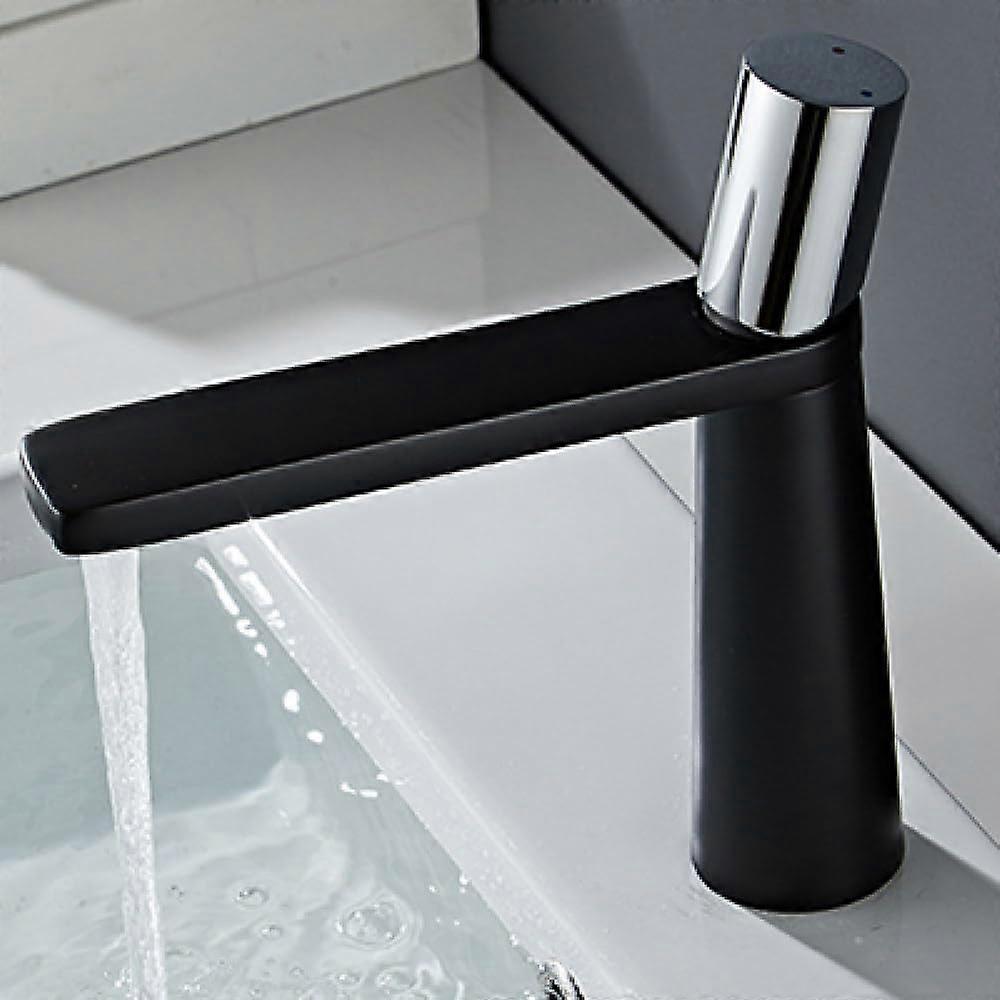 Basin Faucet SingleHandle Hot Cold Water Deck Mounted Mixer Tap For Bathroom Sink Chrome/Black Finish