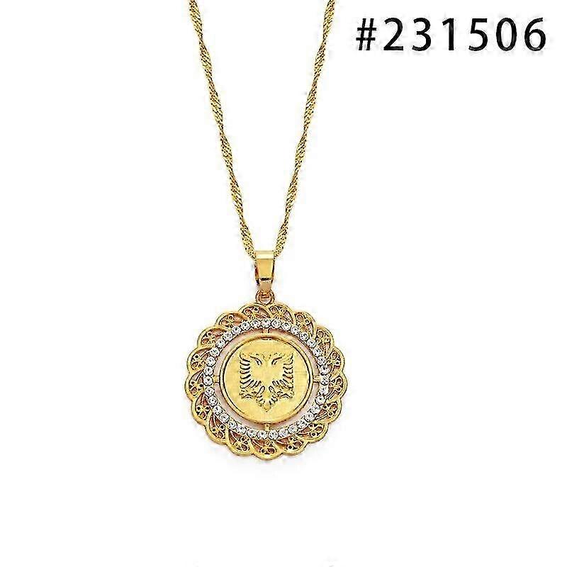 Albánský náhrdelník s přívěskem orla - tradiční kulatý přívěsek na minci pro šperky