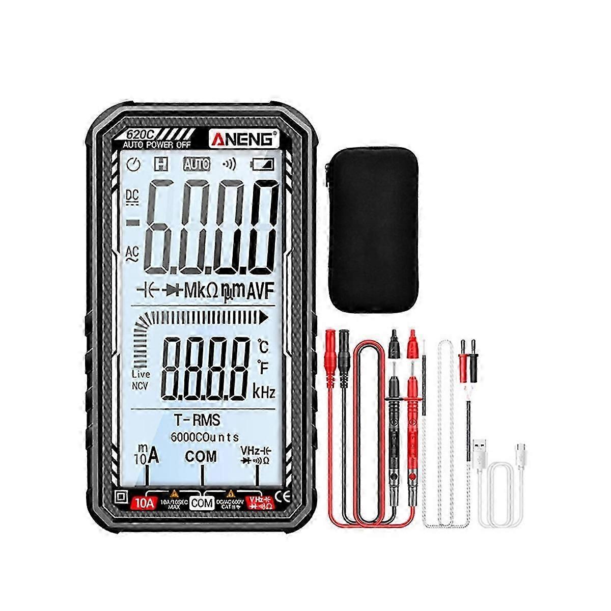 620C Smart Multimeter Digital Voltmeter AC Current Voltage Tester 6000 Counts Resistance Frequency