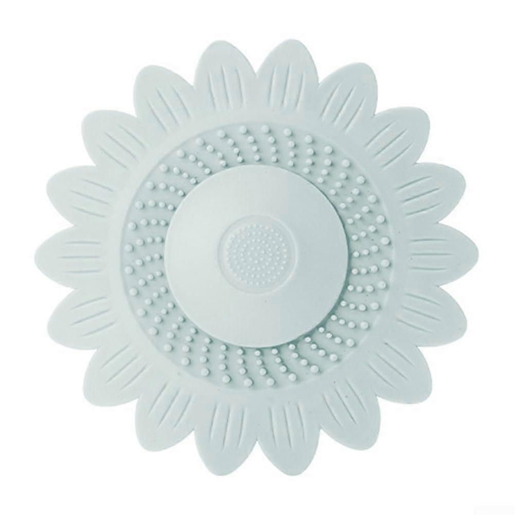 Silicone Flower Drain Cover With Double Filtration System For Bathroom Sink And Shower Blue Odor And Clog Prevention