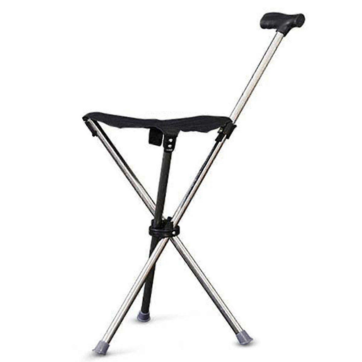 Foldable Cane Easy to Carry Seat Portable Stool Folding Chair Non Slip Handle Super Light Walking S