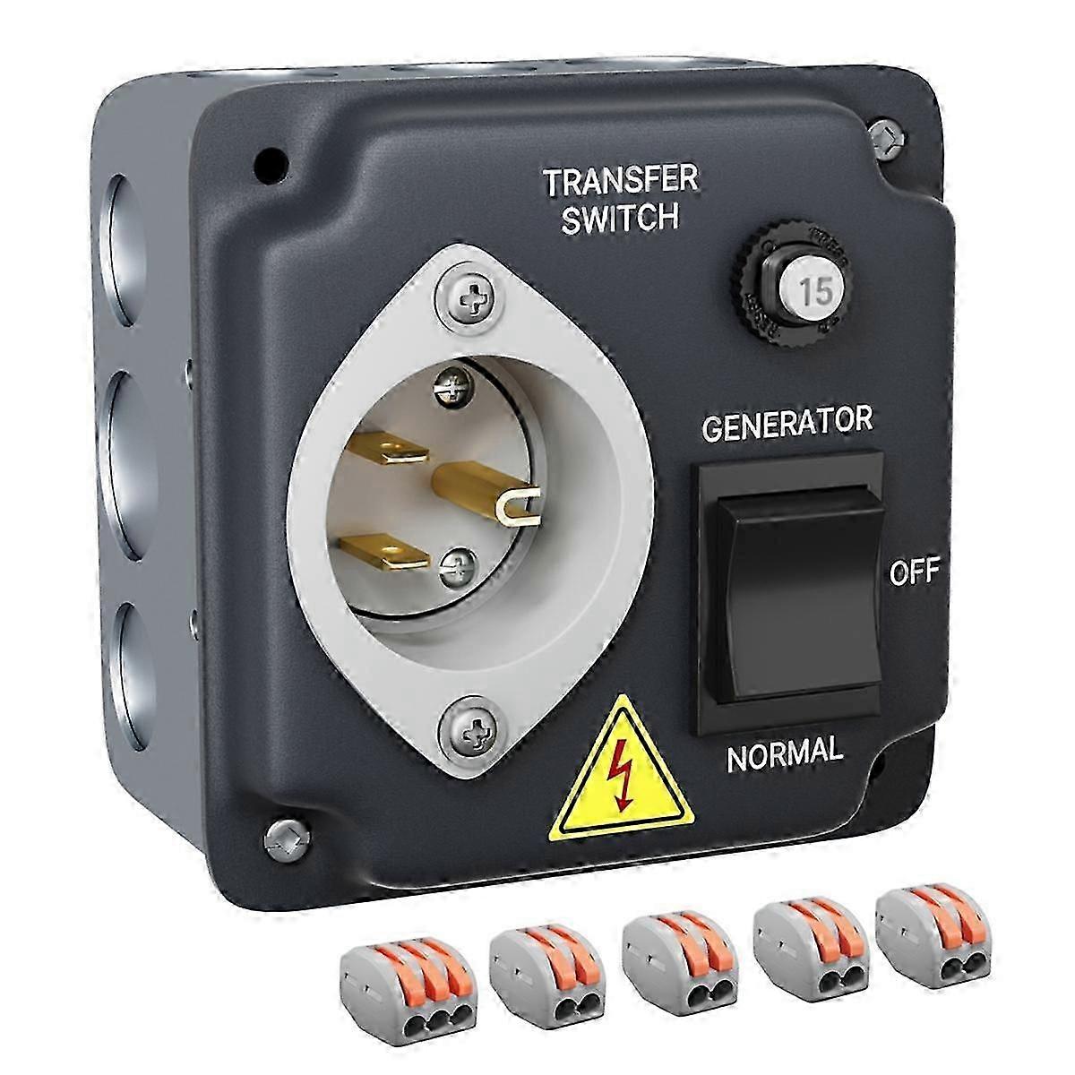 Generator Transfer Switch Weatherproof Transfer Switch Pre-Wired with Circuit Breaker for RV, 15A 1 SZRH