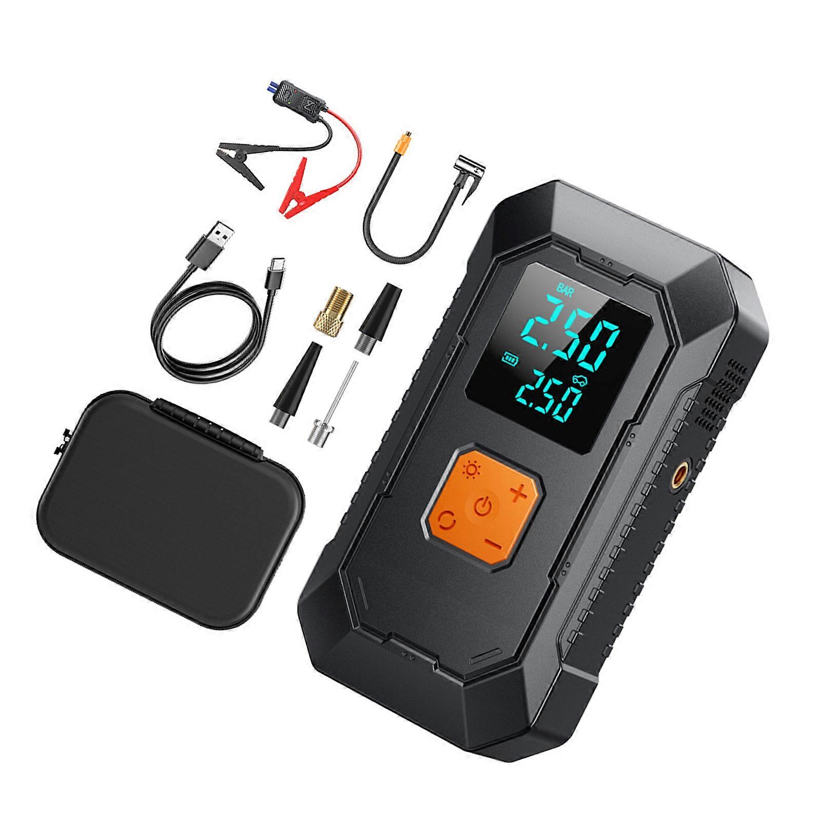 Cordless Tire Inflator  Air Compressor With LED Work Light For Vehicles Balls Mobile Power Adapter USB C Fast Charging Multicolor