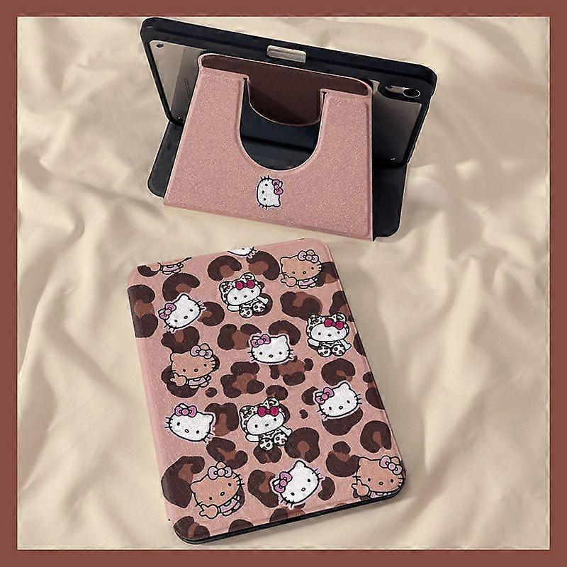 Γάτα kt με λεοπάρ μοτίβο, συμβατή με προστατευτικό κάλυμμα tablet iPad10, περιστροφή 360 μοιρών, υποδοχή για στυλό Air5/6, ακρυλικό 789 10.9