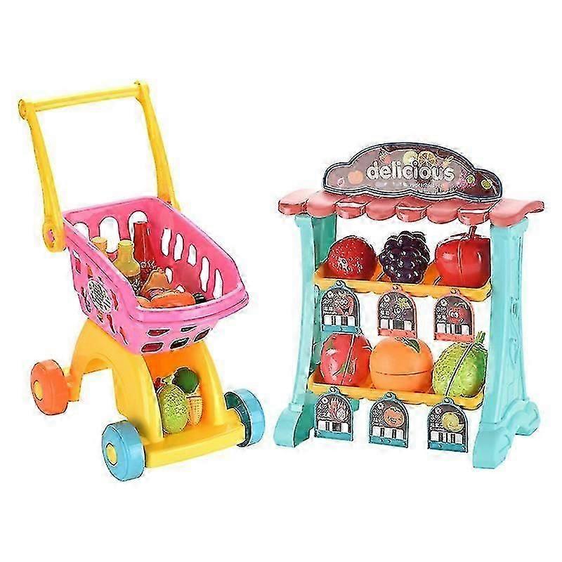 Simulation Supermarket Shopping Cart Vending Table Set Toys Play House