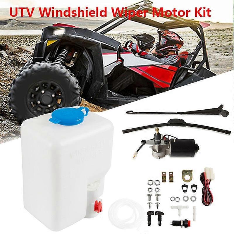 Universal UTV Electric Windshield Wiper Motor Kit Assembly with Spray Bottle for Kawasaki Polaris Ra