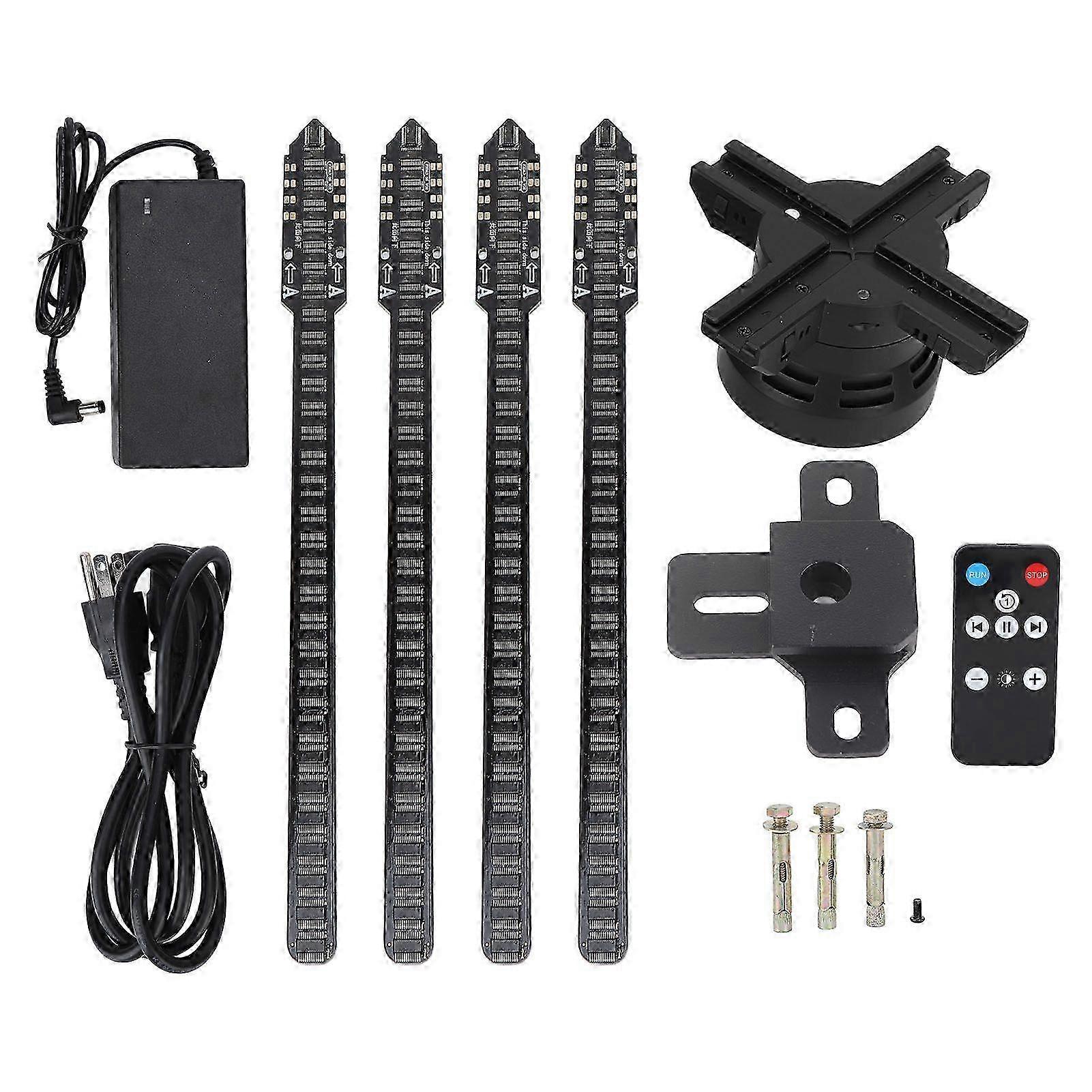 3D LED Hologram Projector 4 Leaves 672 LEDs 1600x672P Holographic Advertising Machine with 8GB Memory Card 100240V US Plug