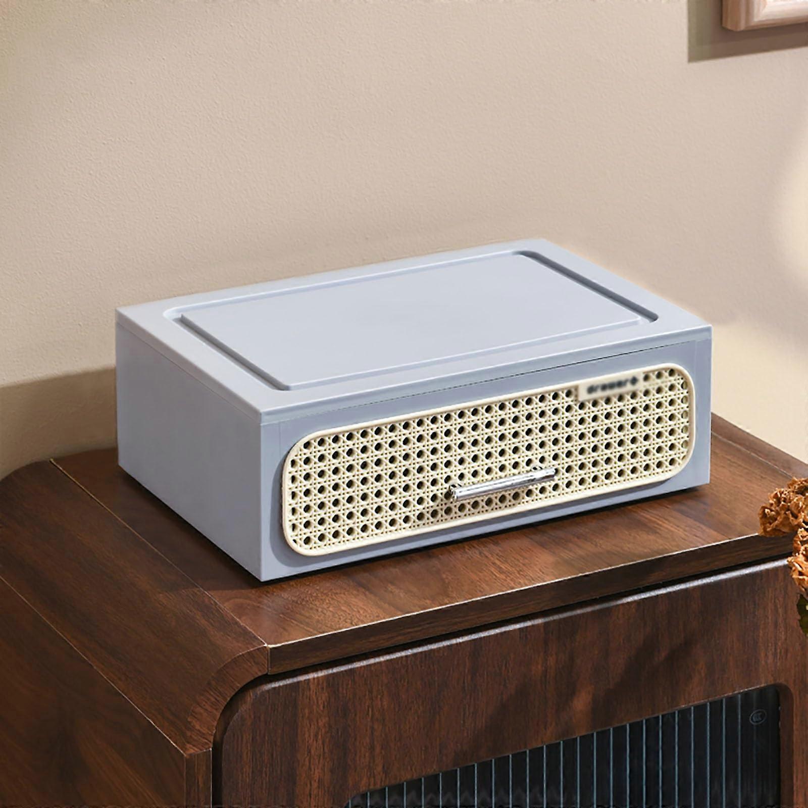 Desktop Organizer with Drawers Stackable Storage Box Modern Design Easy To Clean Office And Home Grey 11cm/4.3in